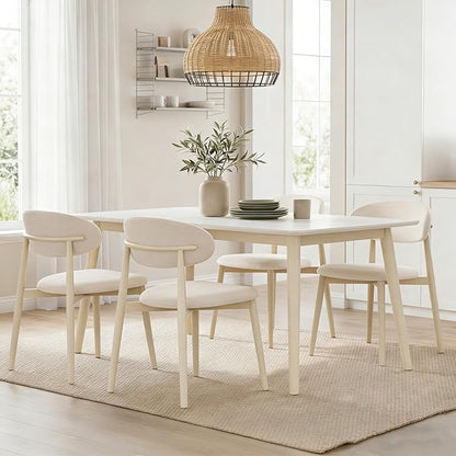 UVV Dining Chairs Set of 6, Metal Kitchen Chairs with Modern Fabric Upholstered for Dining Room, Beige