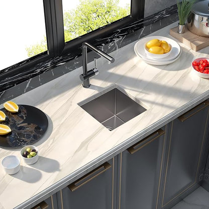 MENSARJOR Bar Sink, 14 x 14 inch Undermount Kitchen Sink, 16 Gauge Stainless Steel Sink, Handmade for Kitchen Sink, Bar Sink, or Outdoor Sink