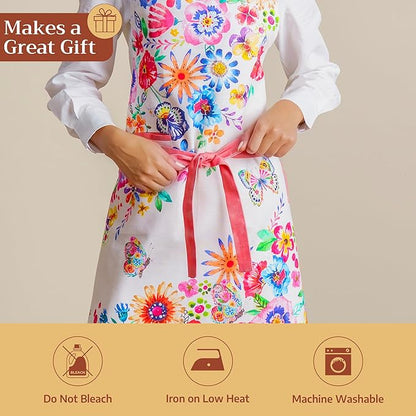 Maison d' Hermine 100% Cotton Apron for women with Pocket Kitchen Chef Apron for Men Cooking Mothers Day Gifts