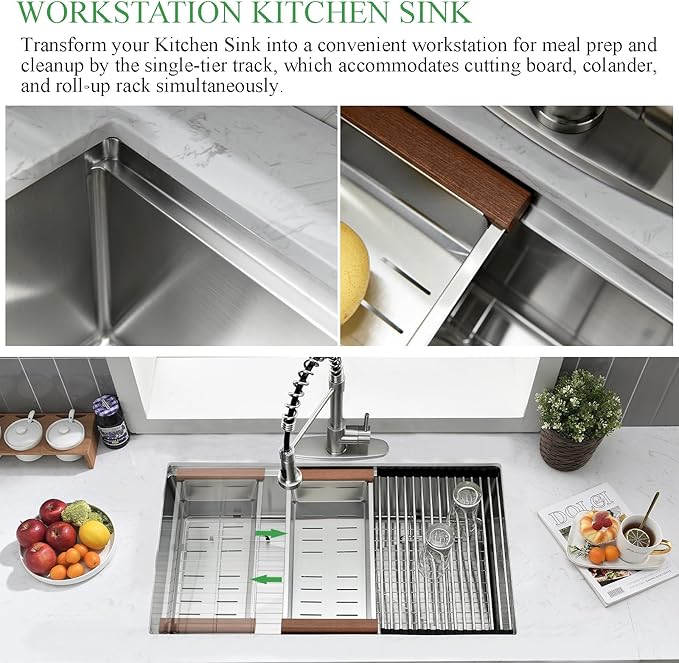 30 Inch Undermount Kitchen Sink-Brovy 30x19 Stainless Steel Undermount Sink Wokstation 16 Gauge 10" Deep Single Bowl Kitchen Sink with Cutting Board