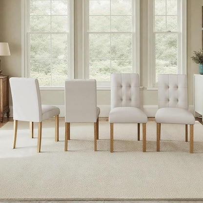 Merax Dining Chair Set of 4, Upholstered Chairs with Back and Wood Legs, Mid-Century Modern Accent Chairs for Kitchen Island Dining Room
