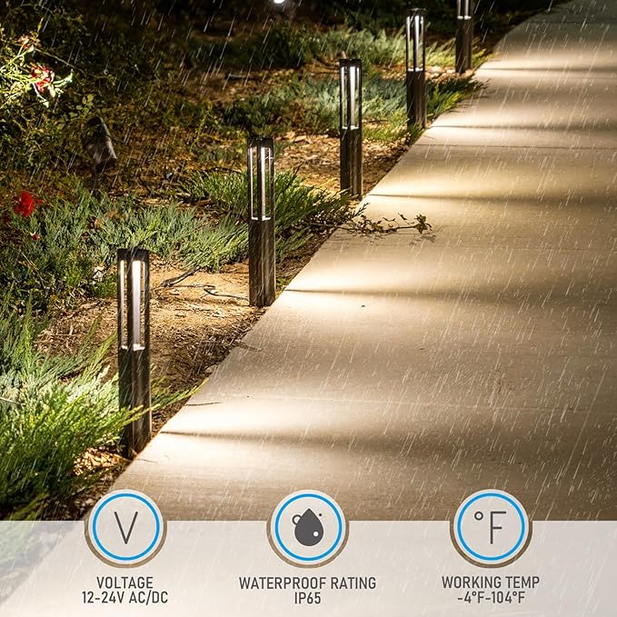 LEONLITE 10-Pack 5CCT Low Voltage Path Lights, Update 1800K2700K3000K4000K5000K Selectable, 3W LED Landscape Pathway Lights, Outdoor Landscape Lighting for Driveway, Aluminum, 12-24V AC/DC, ETL, IP65