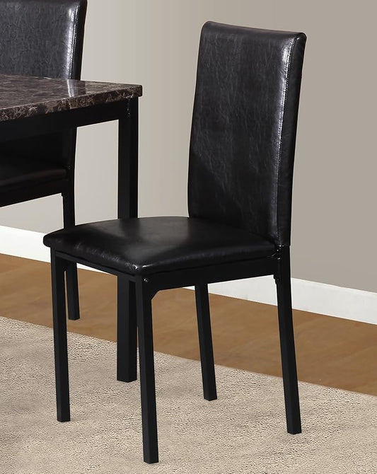 Roundhill Furniture Noyes Faux Leather Metal Frame Dining Chair, Set of 4, Black