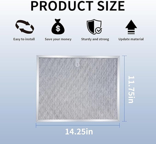 BPS1FA30 Range Hood Grease Filter Replacement, NuTone - Fit 11-3/4" x 14-1/4" x 3/8" - Replaces 99010299, 99010305, BPS2FA30, AP3378953 Compatible with QS1, QS2, WS1 Models 2 Pack