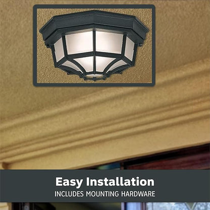DESIGNERS FOUNTAIN 2067-BK Builder Cast Outdoor Flush Mount Ceiling Light,10.5 in W,Black,(Pack of 6)