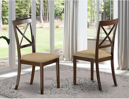 East West Furniture BOC-CAP-W Boston Dining Room Chairs - Cross Back Solid Wood Seat Chairs, Set of 2, Cappuccino