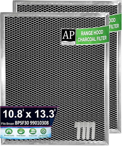 2X BPSF30 99010308 WB02X10707 compatible with GE and Broan QS WS NON-Ducted Thick Range Hood Charcoal Carbon Filters 10.8 X 13.3 X 0.09 inches (2)