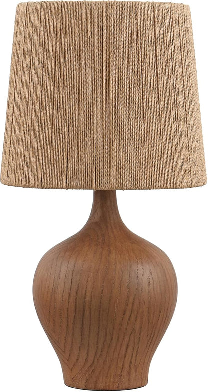 JONATHAN Y 23" Brown Wood Finish Rustic Farmhouse Resin Gourd LED Table Lamp for Bedroom, Living Room, Nightstand, with Brown Paper Rope Shade, LED Bulb Included JYL9200A