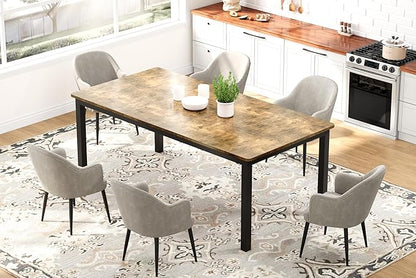 79 Inch Industrial Dining Table for 4-6 Person Rectangle Kitchen Table with Metal Legs,Round Corners, Writing Desk, for Modern Farmhouse, for Kitchen, Dining Room,Quick Assembly, Wood