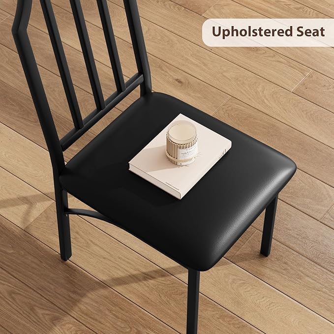 IDEALHOUSE Dining Table Set for 2, Kitchen Table Set of 2 with Upholstered Cushion Chairs, Dining Room Table Set for 2 with Kitchen Chairs, Easy to Assemble, Suitable for Apartment - (Shadow Glass)