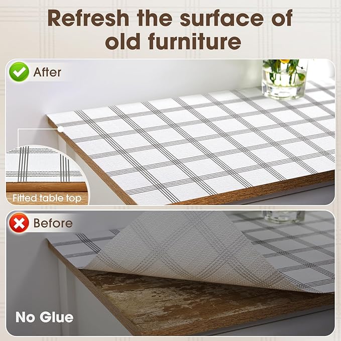 Drawer and Shelf Liner, Non-Slip Kitchen Cabinet Liners Non-Adhesive Thick Strong Grip Waterproof Washable Mats Protect Dresser Shelves Cupboard Bathroom Cabinets, White Stripes, 12 in X 30 FT