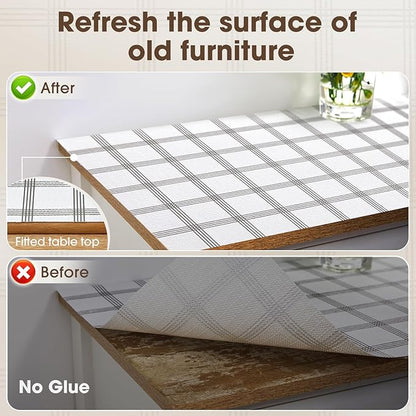 Drawer and Shelf Liner, Non-Slip Kitchen Cabinet Liners Non-Adhesive Thick Strong Grip Waterproof Washable Mats Protect Dresser Shelves Cupboard Bathroom Cabinets, White Stripes, 24IN X 20FT