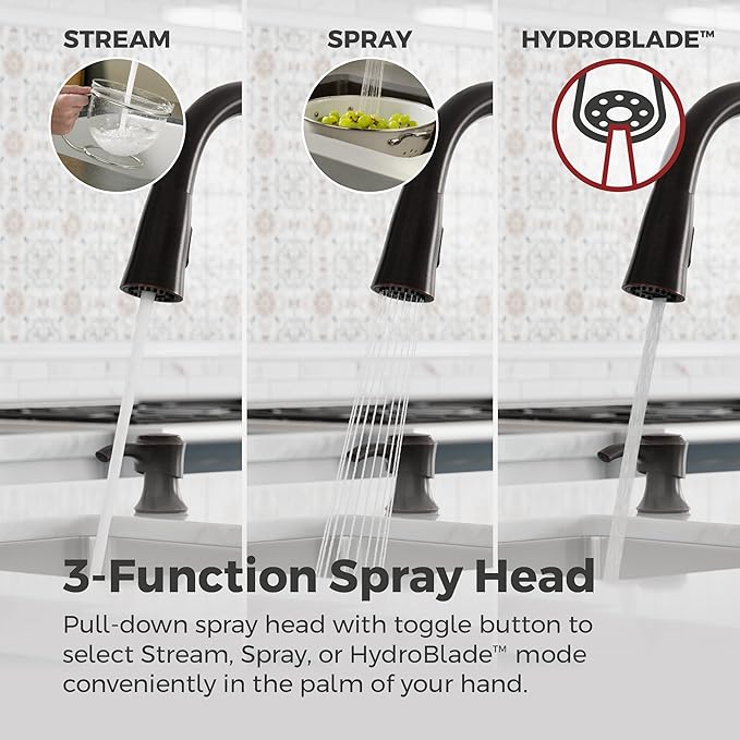 Pfister Alderwood Kitchen Faucet with Pull Down Sprayer and Soap Dispenser, Single Handle, NSF Certified, Tuscan Bronze Finish, F5297AWY