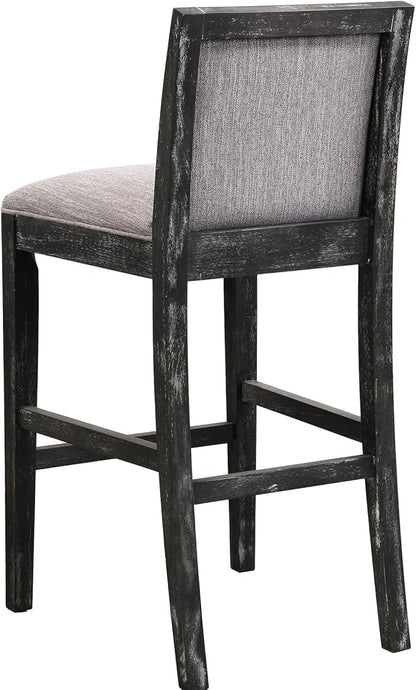 of 2 Bar Stools, 30.5 Inch. Fabric Upholstery and Rubberwood Frame. Retro Chairs for Kitchen Island, Bedroom, Dining. Soft Seating 2 30.5" Stools. Frame with Cozy Cushion. Kitchen, Dining Room.