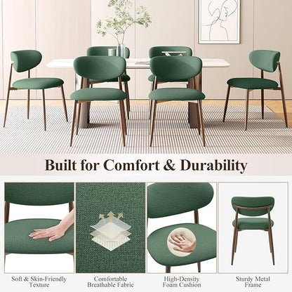 MALOL Upholstered Dining Room Chairs Set of 4, Kitchen Chairs with Metal Legs and Anti Slip Pads, Curved Back Dining Chair for Home and Restaurant Use, Green