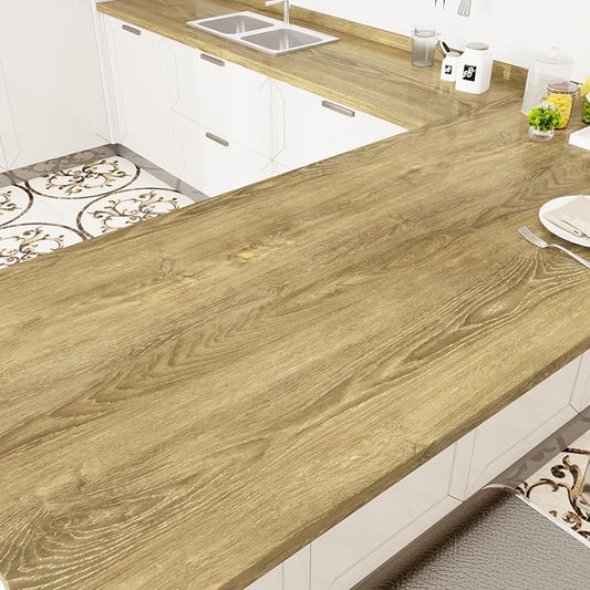 WESTICK Brown Wood Grain Contact Paper for Countertops Waterproof Wooden Peel and Stick Wallpaper Faux Wood Contact Paper Removable Wood Vinyl Countertop Wrap for Kitchen Table Cabinets Desk 78"x15.8"