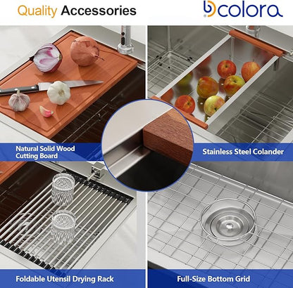 Dcolora 28 In. Drop In Kitchen Sink Stainless Steel Single Bowl Workstation Sinks Topmount, Round Corner 28"x22"x10" #DC-T7744