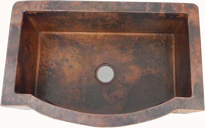 Apron Front Farmhouse Kitchen Single Bowl Mexican Hand Hammered Copper Sink