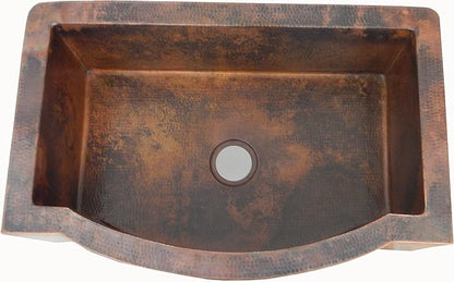 Apron Front Farmhouse Kitchen Single Bowl Mexican Hand Hammered Copper Sink