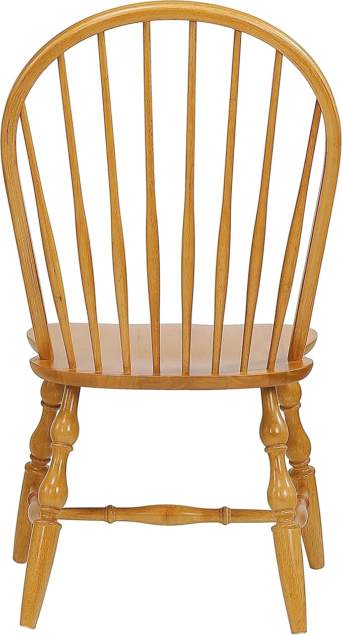 Sunset Trading Oak Selections Windsor Spindleback Dining Chair | Fully Assembled Kitchen Chair | Modern Farmhouse Minimalist Country Cottage | Light Oak | Set of 2