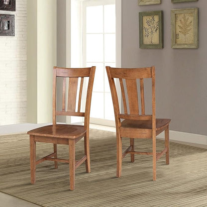 IC INTERNATIONAL CONCEPTS Set of Two Solid Wood San Remo Splatback Chair Distressed Oak