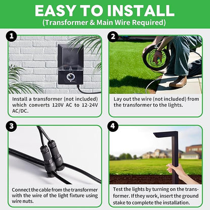 Landscape Path Lights Wired, 3 Lighting Modes LED 12V Low Voltage Pathway Lights, Outdoor Waterproof, 5W 235LM Black Aluminum for Driveway Yard 10 Pack
