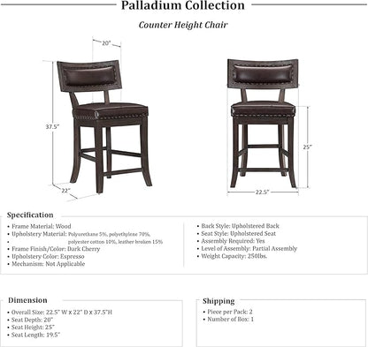Lexicon Palladium Counter Height Dining Chair (Set of 2), Cherry/Espresso
