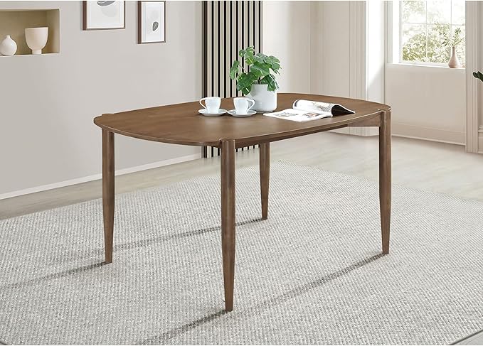 Solid Wood Dining Table Mid-Century Modern Dining Table with Rounded Edges Stylish Kitchen Table for Home Practical