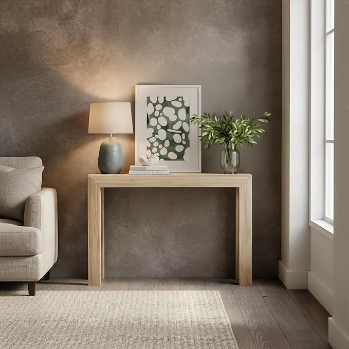 Plank+Beam Modern Solid Wood Console Table, 46.25 Inch, Sofa Table, Narrow Entryway Table for Hallway, Behind The Couch, Living Room, Foyer, Easy Assembly, Blonde