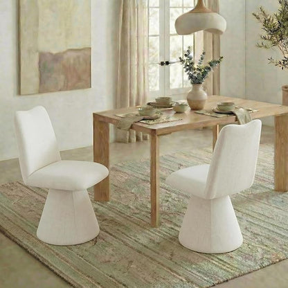 KISLOT Swivel Dining Chairs Set of 2, Modern Upholstered Dining Chair Mid Century Kitchen Chairs with High Back, 360 Degree Rotating Vanity Chair for Dining Room, Bedroom, Farmhouse, Beige