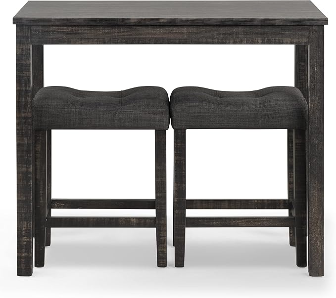 Roundhill Furniture Sora Wood 3-Piece Counter Height Dining Set, Grey,Grey