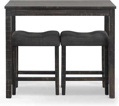 Roundhill Furniture Sora Wood 3-Piece Counter Height Dining Set, Grey,Grey