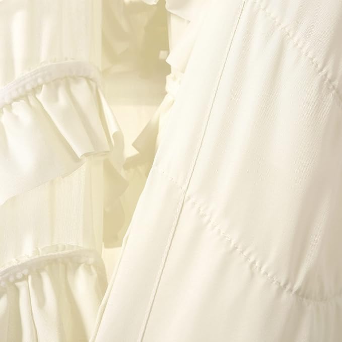 Lush Decor Kemmy Light Filtering Window Curtain Panel Single 52" W x 63" L Ivory - Drapes - Ruffled Curtains for Bedroom - Cream Curtains - Coquette Decor