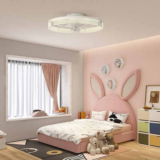 Garwarm 19.7" Ceiling Fans with Lights,Small Ceiling Fan with Lights and Remote, LED Dimmable 3000K–6000K LED Fandelier Flush Mount, DC Motor, for Bedroom, Kitchen, Office