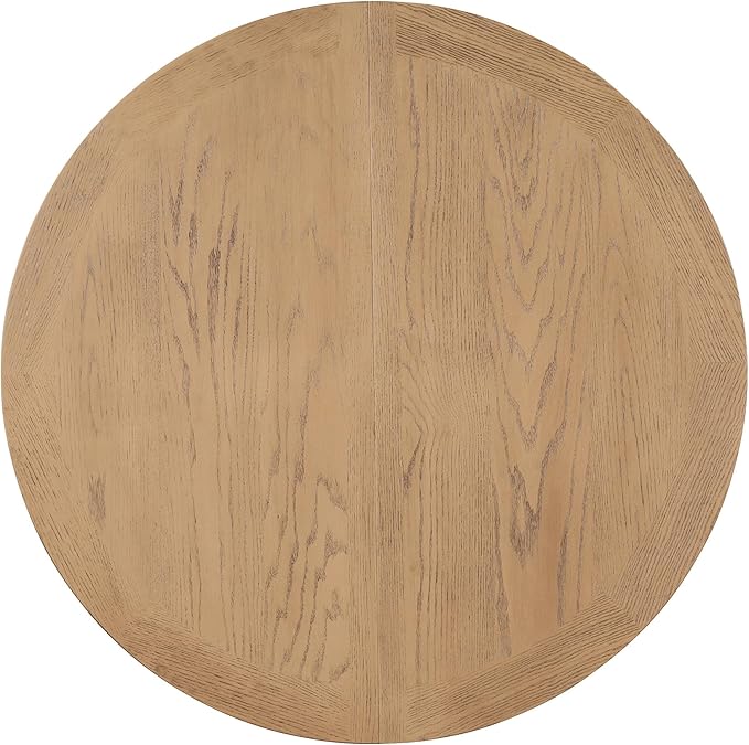 Ball & Cast Farmhouse Extendable Dining Table for 4-6, 42"-54" Extendable Kitchen-Table with a 12" Leaf, Round Ellipse Retro Wood Dining Room-Table w/Removable Leaves,Space Saving, Oak+Off White