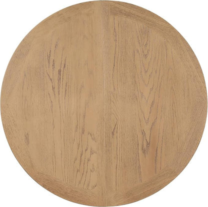 Ball & Cast Farmhouse Extendable Dining Table for 4-6, 42"-54" Extendable Kitchen-Table with a 12" Leaf, Round Ellipse Retro Wood Dining Room-Table w/Removable Leaves,Space Saving, Oak+Off White