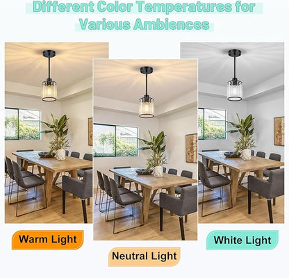 1 Pack Black Pendant Light, Modern Kitchen Island Lighting with Clear Crystal Shade, Adjustable Height Rods Hanging Light Fixtures, Mini Ceiling Pendant Lights for Sink Dining Table Hallway