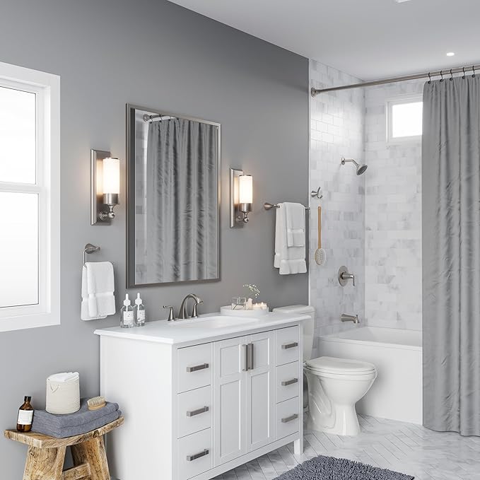 Pfister Willa Bathroom Sink Faucet 8 in Widespread 3 Hole 2 Handle Vanity Faucet with Push & Seal Drain NSF Certified Spot Defense Brushed Nickel Finish LF049MALGS