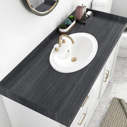 WESTICK Wooden Peel and Stick Countertops Waterproof Wood Contact Paper Self Adhesive Black Wood Peel and Stick Wallpaper Wooden Grian Vinyl Wrap for Tables Counter Top Kitchen Cabinets 15.8" x 78"