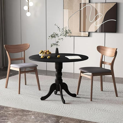 Giantex 39-Inches Round Dining Table for 4 - Rubber Wood Kitchen Table with Legs, 220 Lbs Capacity, Dinette Desk for Dining Room, Living Room, Restaurant (Black)
