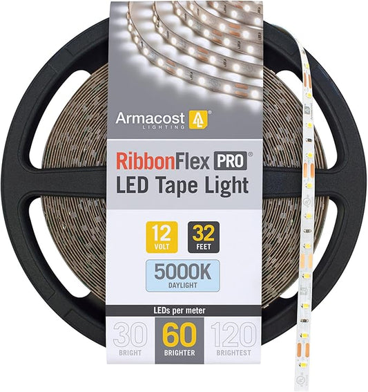 Armacost Lighting RibbonFlex Pro 12V White LED Strip Lights 60 LED/m, 5000K, 32.8 ft 162250