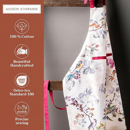 Maison d' Hermine 100% Cotton Apron for women with Pocket Kitchen Chef Apron for Men Cooking Mothers Day Gifts