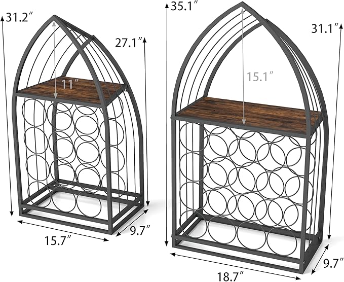 Wine Cabinet - 2 Piece Display Rack, Freestanding Bottle Storage, Home Bar Kitchen Organizer, Bottle Holder Liquor Cabinet Rustic Bar Storage Decorative Kitchen Island Shelf Dining Room Organizer