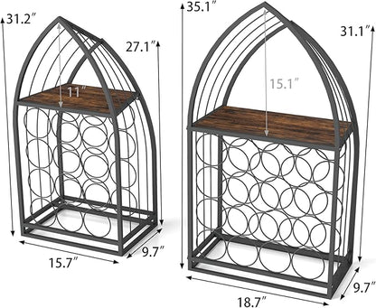 Wine Cabinet - 2 Piece Display Rack, Freestanding Bottle Storage, Home Bar Kitchen Organizer, Bottle Holder Liquor Cabinet Rustic Bar Storage Decorative Kitchen Island Shelf Dining Room Organizer