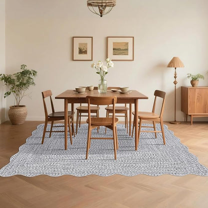 Imitation Braided Collection-Print 10x13 Area Rug for Living Room Large Washable Rug with Non-Slip Rubber Backing, Non-Shedding Stain Resistant Thin Foldable Carpet - Light Grey