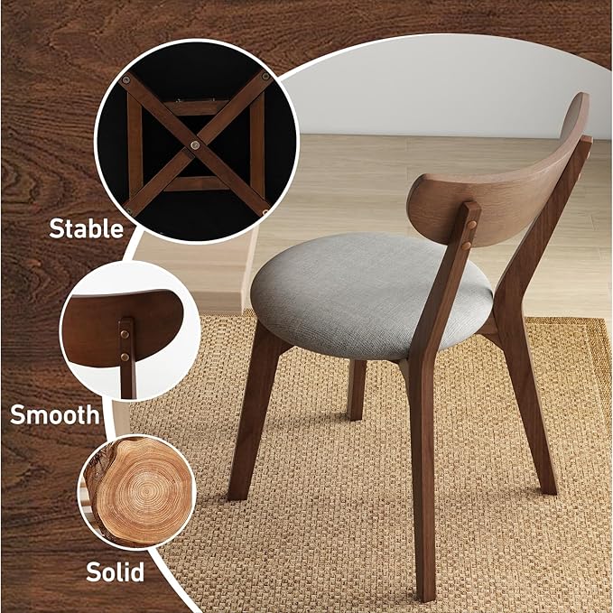 NAFORT Dining Chairs Set of 2, Modern Fabric Upholstered Dining Room Chairs, Wooden Chair Farmhouse Kitchen Side Chairs with Rubber Foot Pads for Bistros, Dining Kitchen Room, Restaurant