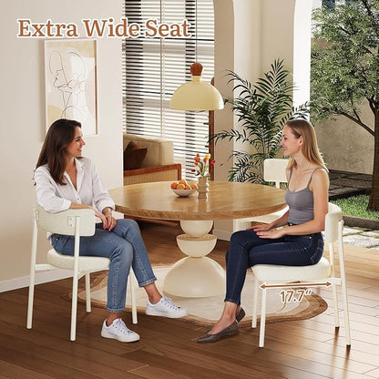 Dining Chair Set of 6 Upholstered Chairs for Kitchen Dining Room Mid Century Modern Table Chairs for Waiting Living Room, White