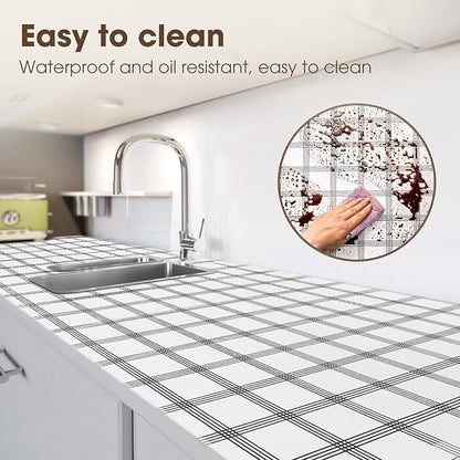 Drawer and Shelf Liner, Non-Slip Kitchen Cabinet Liners Non-Adhesive Thick Strong Grip Waterproof Washable Mats Protect Dresser Shelves Cupboard Bathroom Cabinets, White Stripes, 24IN X 20FT