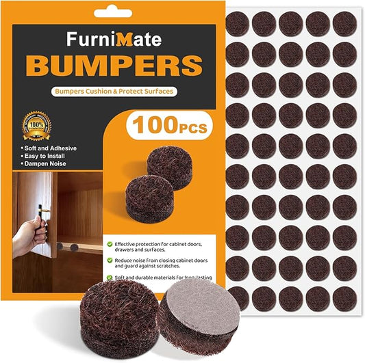 Felt Cabinet Door Bumpers-Small Felt Pads for Cabinet Doors, 3/8" Diameter 100PCS, 3mm Thick Self Adhesive Brown