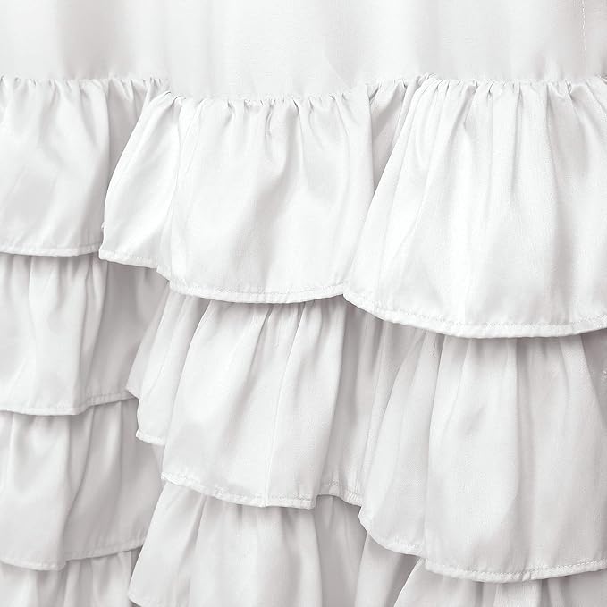 Lush Decor Allison Ruffle Light Filtering Window Curtain Panels Pair 40" W x 108" L White - Coquette Curtains for Bedroom - Drapes - Ruffle Curtains Kids